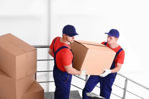 Student removals van for moving boxes in Chessington