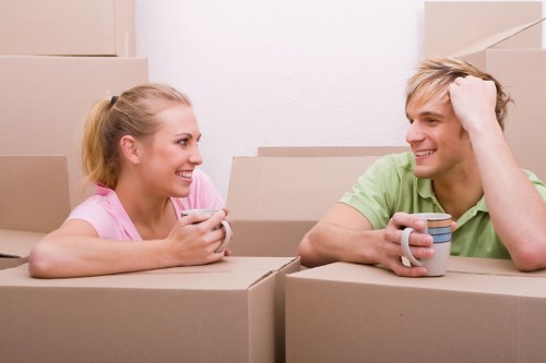 Careful packing of household items and fragile belongings for local relocation