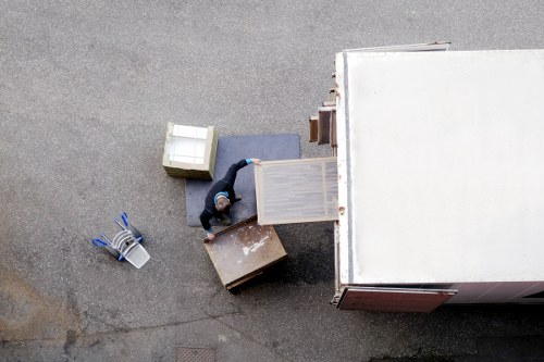 Packed moving boxes for house removals in Chessington
