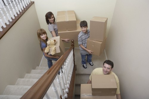 Organised packing materials and moving boxes prepared for Chessington relocation